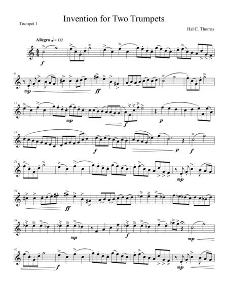 Free Sheet Music Invention For Two Trumpets Trumpet 1