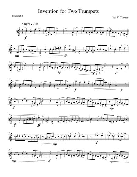Free Sheet Music Invention For Two Trumpets Trumpet 2