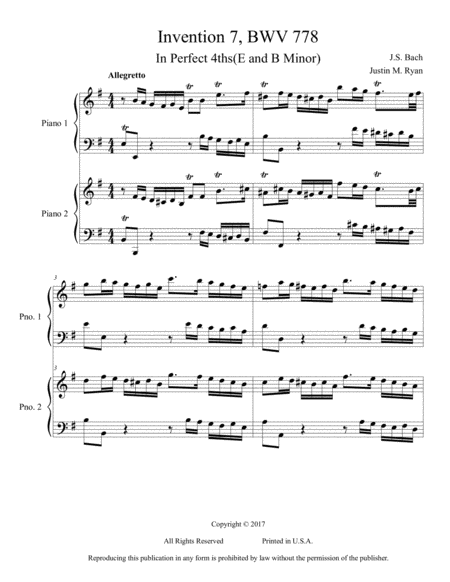 Free Sheet Music Invention No 7 Bwv 778