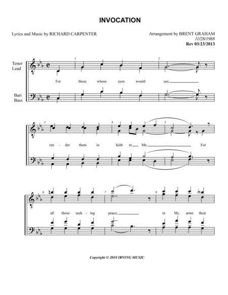 Invocation Men Sheet Music