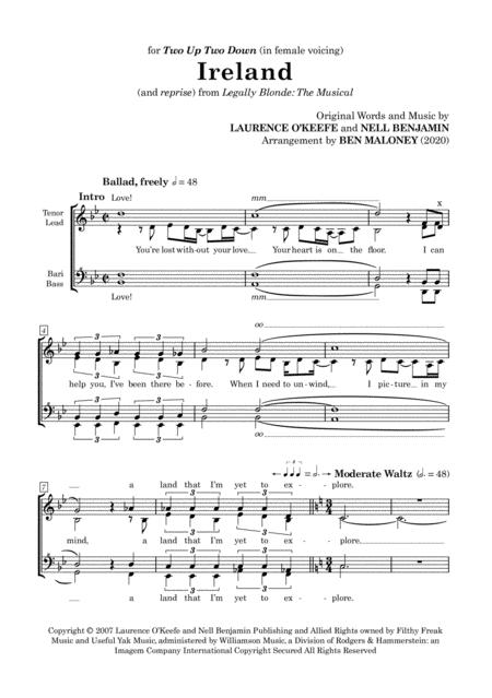 Free Sheet Music Ireland Female From Legally Blonde