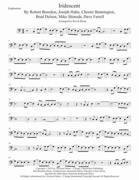 Iridescent Euphonium Original Key Sheet Music