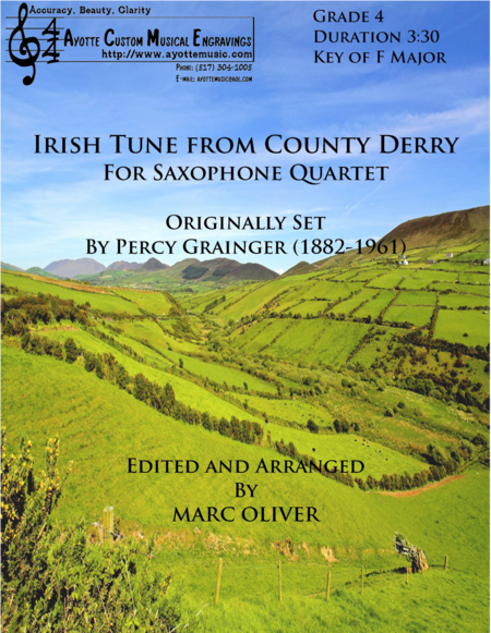 Irish Tune From County Derry For Saxophone Quartet Sheet Music