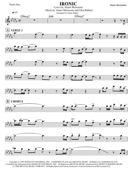 Free Sheet Music Ironic Tenor Sax