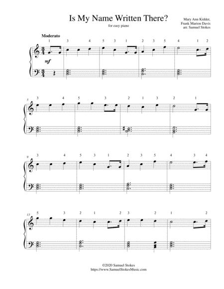Free Sheet Music Is My Name Written There For Easy Piano