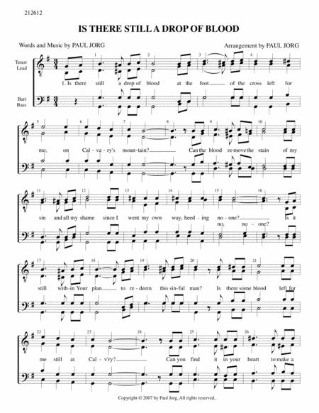 Is There Still A Drop Of Blood At The Foot Of The Cross Sheet Music