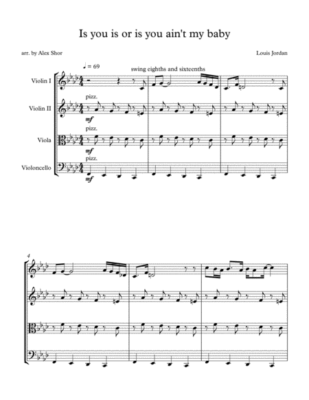 Is You Is Or Is You Aint My Baby For String Quartet Sheet Music