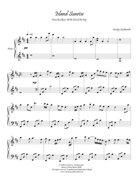 Island Sunrise Sheet Music