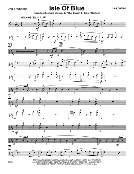 Isle Of Blue Based On The Chord Changes To Blue Bossa 2nd Trombone Sheet Music