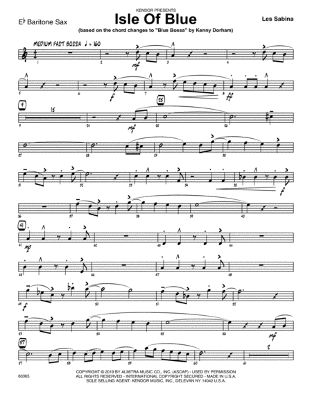 Isle Of Blue Based On The Chord Changes To Blue Bossa Eb Baritone Saxophone Sheet Music