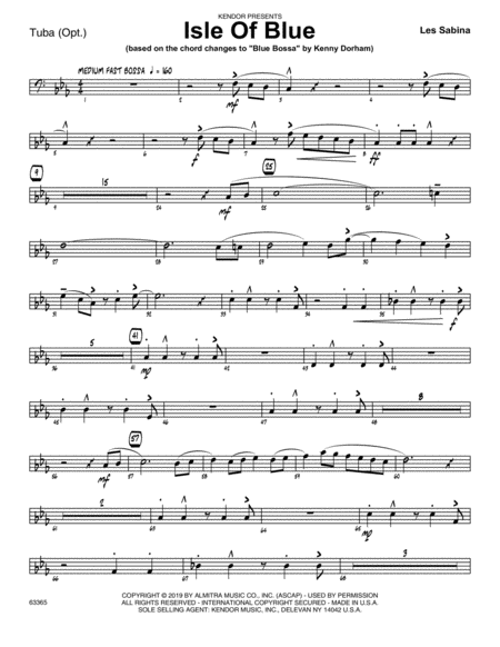 Isle Of Blue Based On The Chord Changes To Blue Bossa Tuba Sheet Music