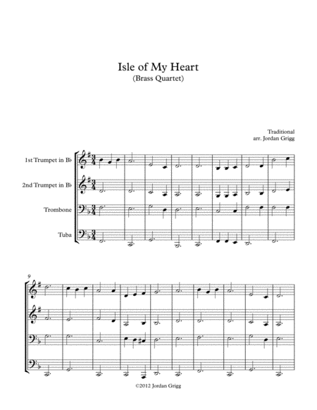 Free Sheet Music Isle Of My Heart Brass Quartet