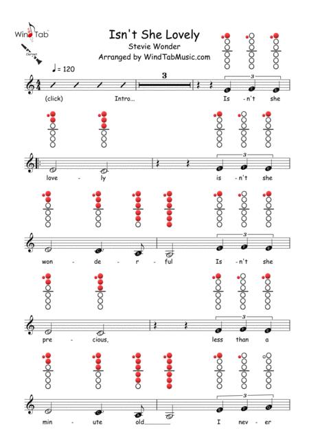 Free Sheet Music Isnt She Lovely Clarinet Sheet Music Tab