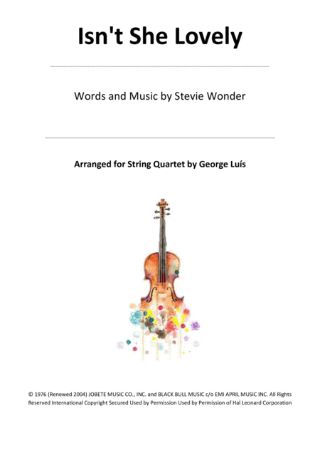 Isnt She Lovely For String Quartet Sheet Music