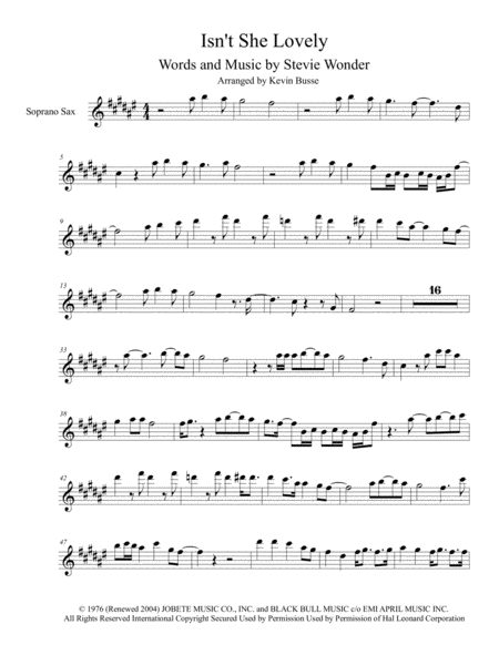 Isnt She Lovely Soprano Harmonica Solo Sheet Music