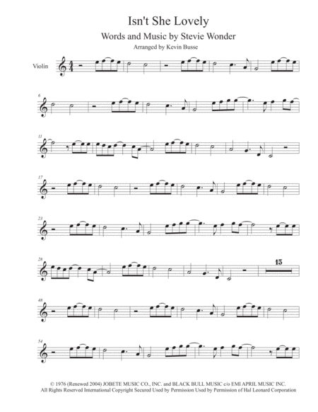 Isnt She Lovely Violin Sheet Music