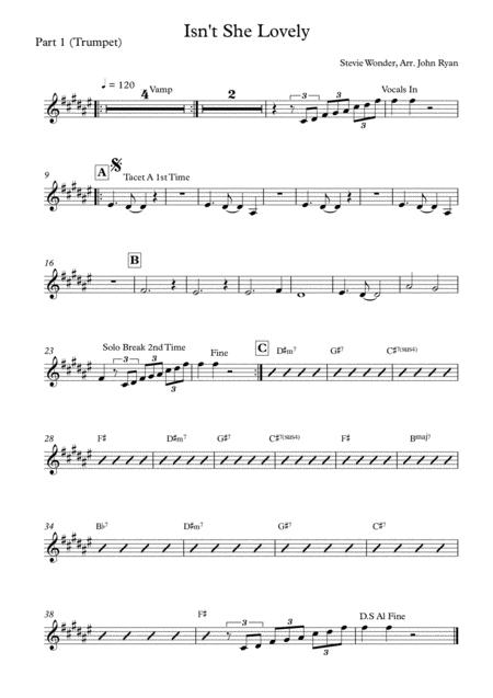 Isnt She Lovely Wedding Band Arrangement Horns Rhythm Sheet Music