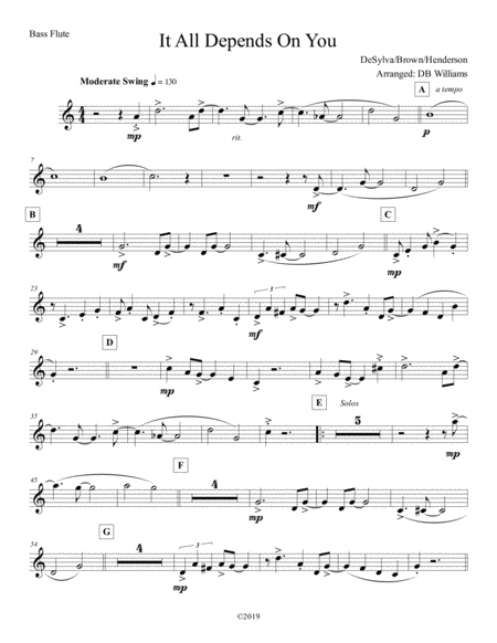 Free Sheet Music It All Depends On You Bass Flute