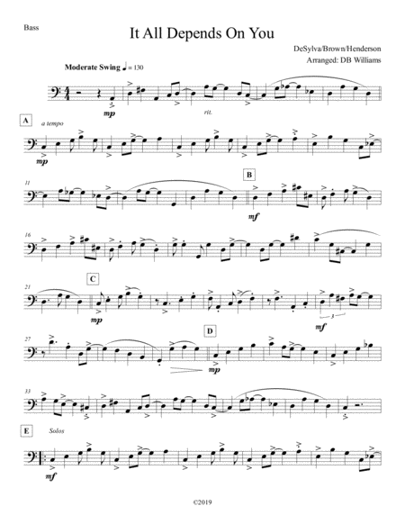 Free Sheet Music It All Depends On You Bass