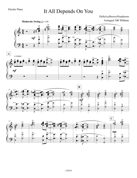 Free Sheet Music It All Depends On You Electric Piano