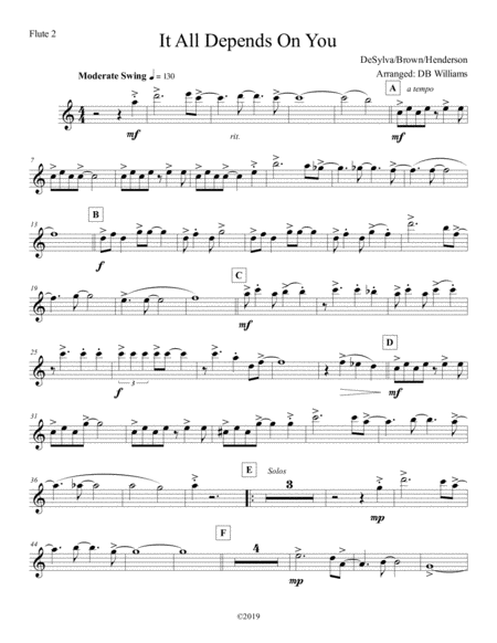 Free Sheet Music It All Depends On You Flute 2