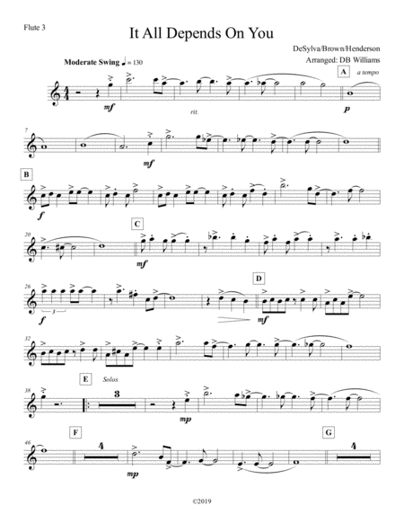 Free Sheet Music It All Depends On You Flute 3