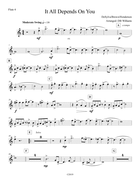 Free Sheet Music It All Depends On You Flute 4