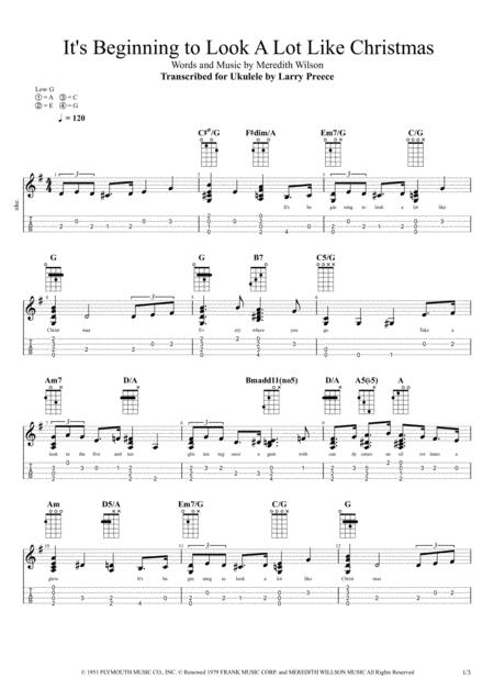 It Beginning To Look A Lot Like Christmas For Fingerstyle Ukulele Sheet Music