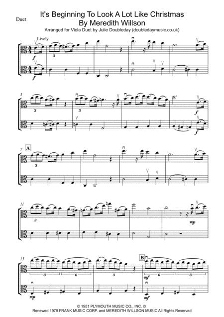 Free Sheet Music It Beginning To Look Like Christmas For Viola Duet