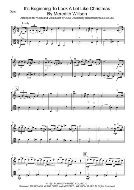 Free Sheet Music It Beginning To Look Like Christmas For Violin And Viola Duet