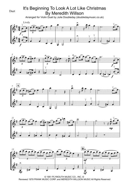 Free Sheet Music It Beginning To Look Like Christmas For Violin Duet