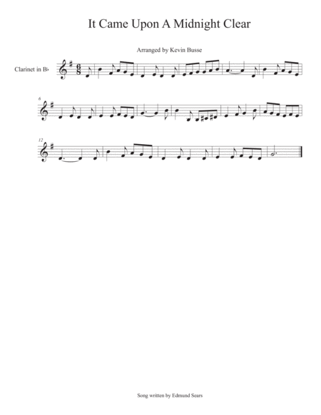 It Came Upon A Midnight Clear Clarinet Sheet Music