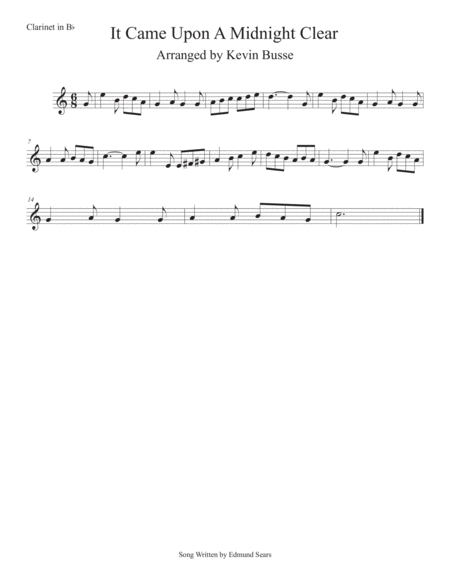 Free Sheet Music It Came Upon A Midnight Clear Easy Key Of C Clarinet