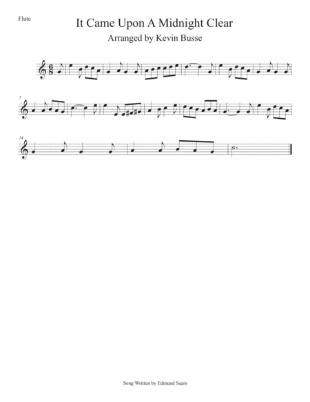 It Came Upon A Midnight Clear Easy Key Of C Flute Sheet Music