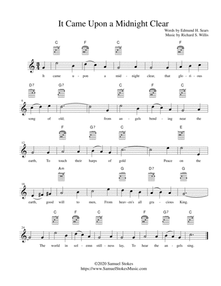 It Came Upon A Midnight Clear It Came Upon The Midnight Clear Lead Sheet In C Major Sheet Music