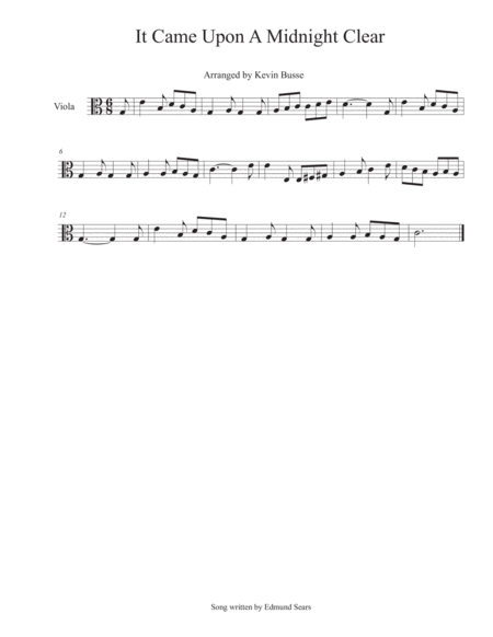 Free Sheet Music It Came Upon A Midnight Clear Viola