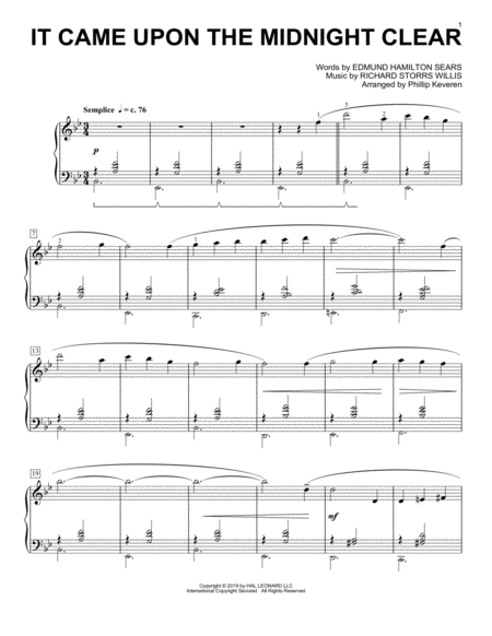 Free Sheet Music It Came Upon The Midnight Clear Classical Version Arr Phillip Keveren