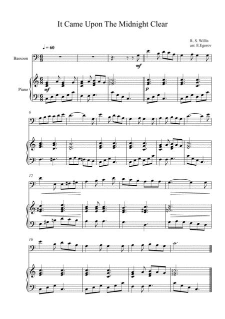 Free Sheet Music It Came Upon The Midnight Clear Richard Storrs Willis For Bassoon Piano