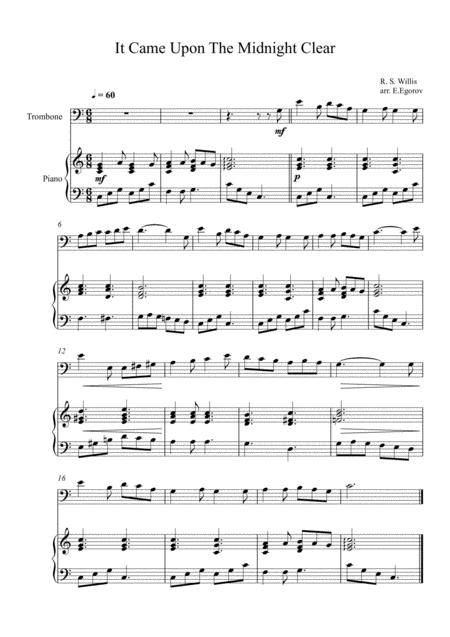 Free Sheet Music It Came Upon The Midnight Clear Richard Storrs Willis For Trombone Piano