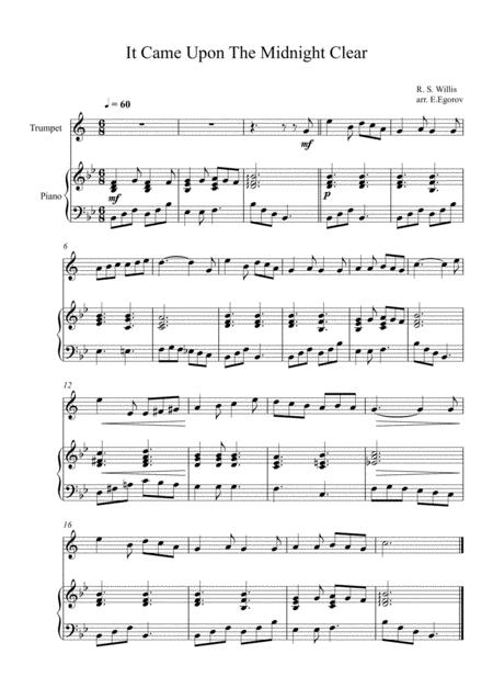 Free Sheet Music It Came Upon The Midnight Clear Richard Storrs Willis For Trumpet Piano