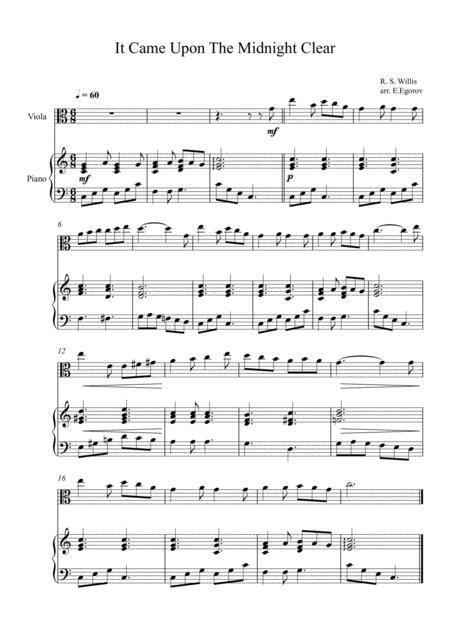 Free Sheet Music It Came Upon The Midnight Clear Richard Storrs Willis For Viola Piano