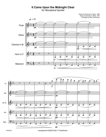 It Came Upon The Midnight Clear Woodwind Quintet Unaccompanied Sheet Music