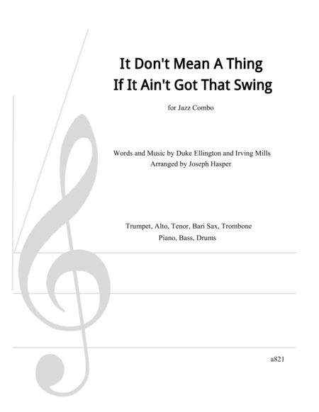 It Dont Mean A Thing If It Aint Got That Swing For Five Horns And Rhythm Section Sheet Music