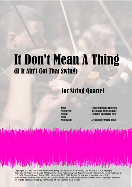 It Dont Mean A Thing If It Aint Got That Swing For String Quartet Sheet Music