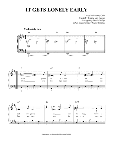 It Gets Lonely Early Sheet Music