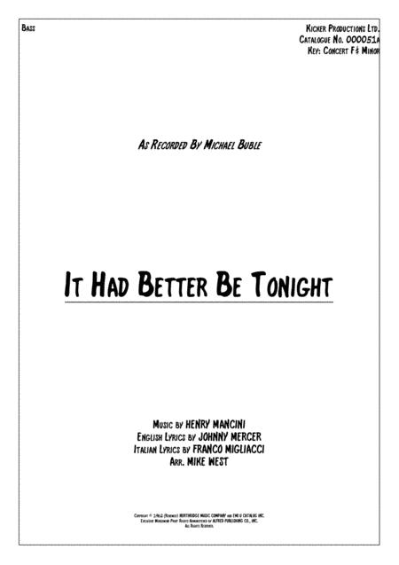 It Had Better Be Tonight Bass Sheet Music