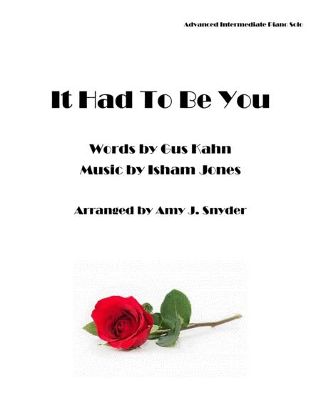 It Had To Be You Piano Solo Sheet Music