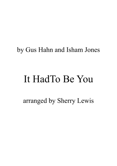 It Had To Be You String Trio For String Trio Sheet Music