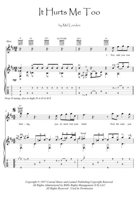 It Hurts Me Too Blues Guitar Sheet Music