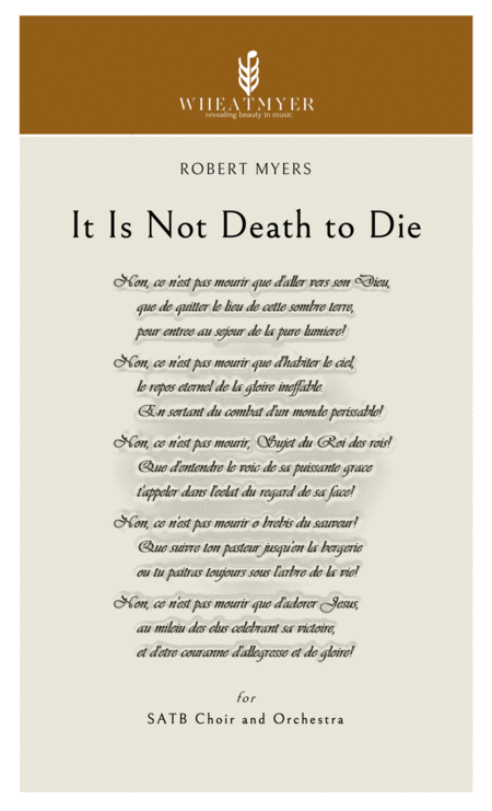 Free Sheet Music It Is Not Death To Die Orchestration